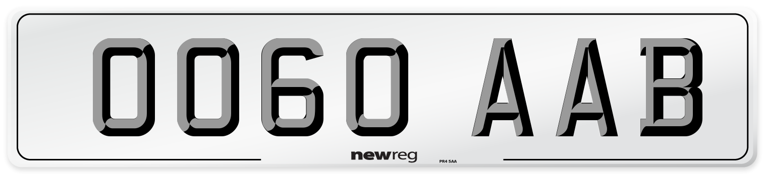 OO60 AAB Number Plate from New Reg